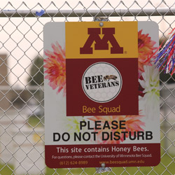 U of M Bee Veterans sign reading "Please do not disturb"