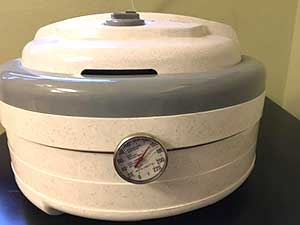 Thermometer in a food dehydrator.