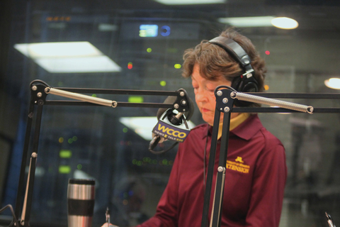 Mary Meyer recording a radio session