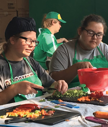 Two girls cooking