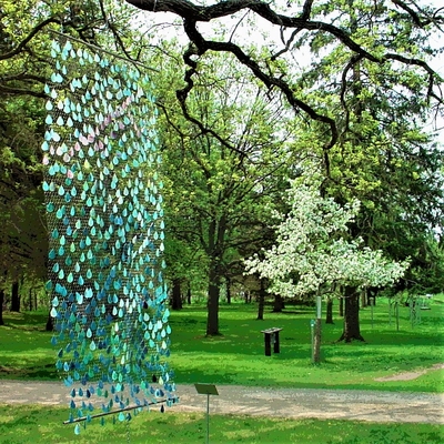 An outdoor art installation at Green Island