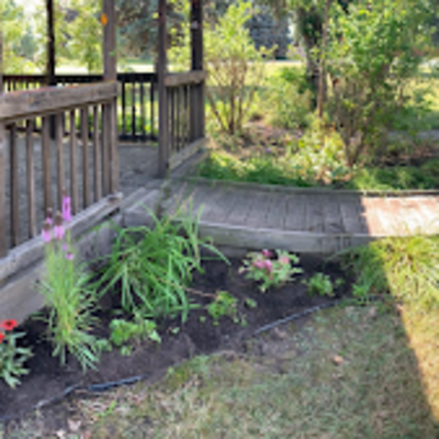 A gazebo in a garden